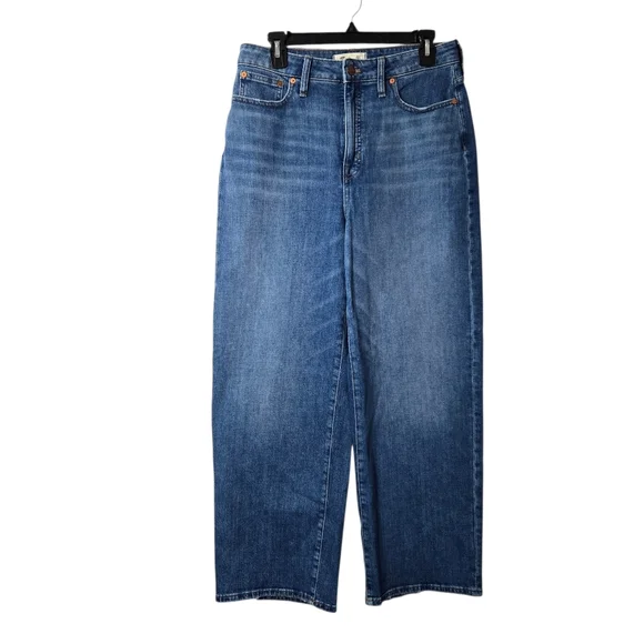 Madewell Curvy Slim Wide-Leg Cropped Blue Jeans 29 Tall - Picture 3 of 15
